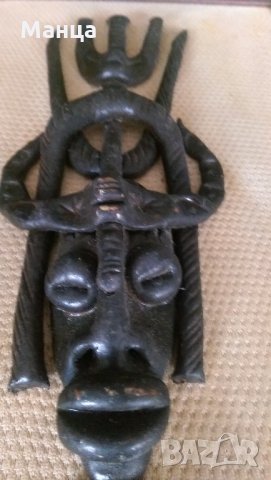 Африканска бронзова маска, снимка 6 - Антикварни и старинни предмети - 30314967