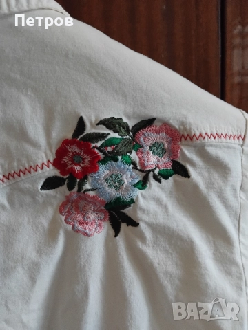 Бяла дамска риза с бродерия , снимка 7 - Ризи - 52790433