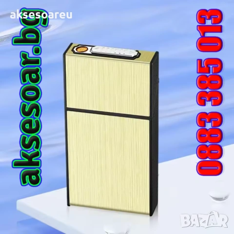 Нова табакера кутия за 20 цигари с водоустойчива и влагоустойчива електронна запалка от волфрамова, снимка 3 - Табакери - 53122423