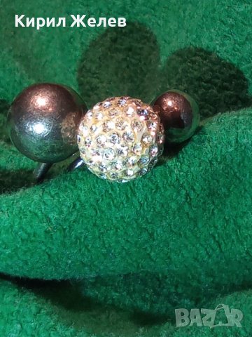 СТАР СРЕБЪРЕН ВИНТИДЖ ТОПЧЕСТ АРТ ДИЗАЙНЕРСКИ ПРЪСТЕН с БЯЛ ЕМАЙЛ и КРИСТАЛЧЕТА 19446, снимка 2 - Пръстени - 31595555