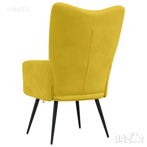 vidaXL Релаксиращ стол, горчица жълто, кадифе, снимка 5 - Столове - 56146824