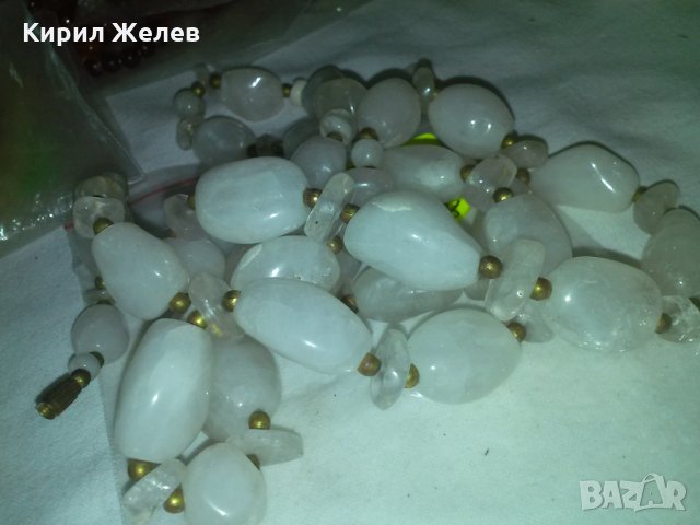 БЯЛ МЛЕЧЕН КВАРЦ и БРОНЗ СТАР ВИНТИДЖ ГЕРДАН КОЛИЕ 30-те ГОДИНИ 70451, снимка 6 - Колиета, медальони, синджири - 29629069