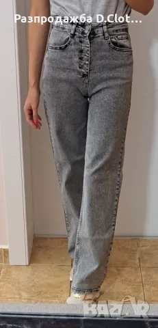 дънки широк крачол с висока талия 