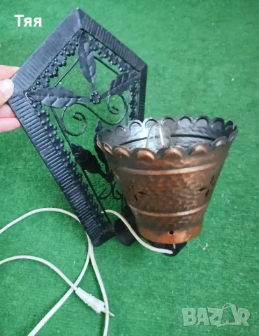 Лампа за стена ковано желязо и мед, снимка 3 - Лампи за стена - 48024976