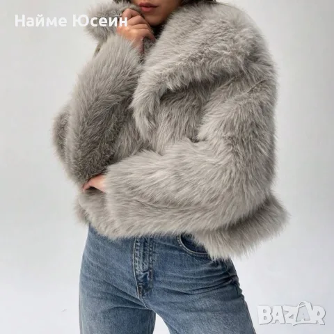 Дамско сиво, едноцветно палто, снимка 3 - Якета - 55842057