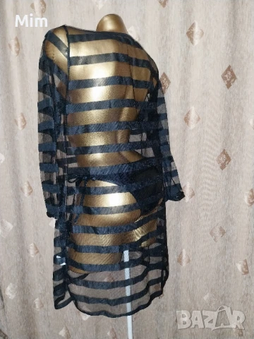 XL Черна прозрачна рокля на райе , снимка 3 - Рокли - 50661165