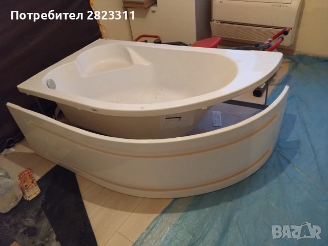 Акрилна вана ОНИКС 160х90 см. с носеща конструкция, асиметрична + панел + автоматичен сифон за вана