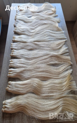 Естествена руса коса с плътен косъм и крайща двойна плътност. Издръжливост:месеца, снимка 3 - Аксесоари за коса - 51698252