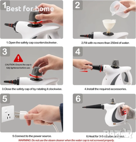 Ръчна парочистачка Kresal  за много повърхности с 12 броя аксесоари, снимка 2 - Парочистачки и Водоструйки - 51511178