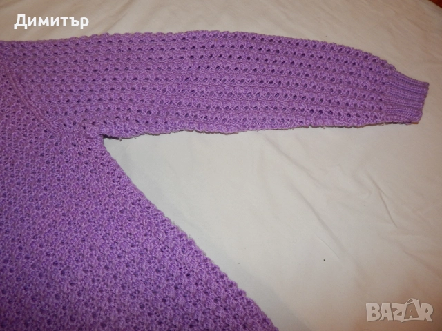 Лилава блуза ръчно плетиво, Л-ХЛ размер, снимка 10 - Блузи с дълъг ръкав и пуловери - 52038784
