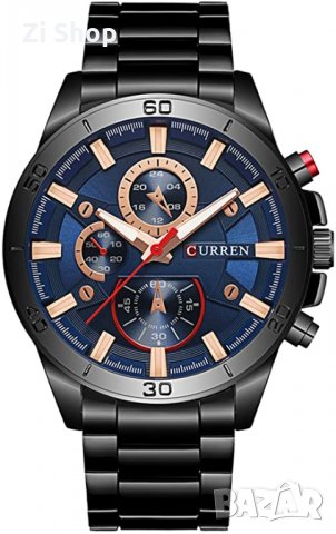 луксозен стилен мъжки часовник Curren, метална верижка, стрелки, батерия, снимка 8 - Мъжки - 34052387