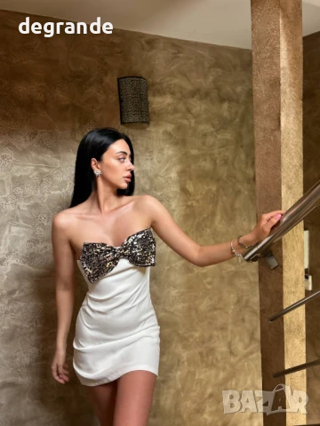 Бяла рокля с панделка, снимка 2 - Рокли - 50870438