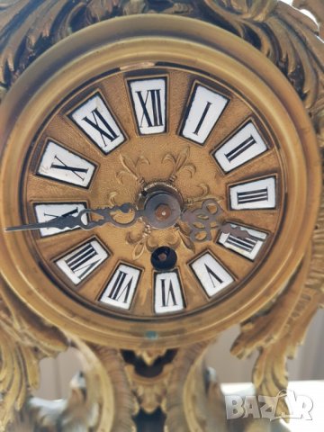 Масивен бронзов механичен френски часовник, снимка 7 - Антикварни и старинни предмети - 37133808