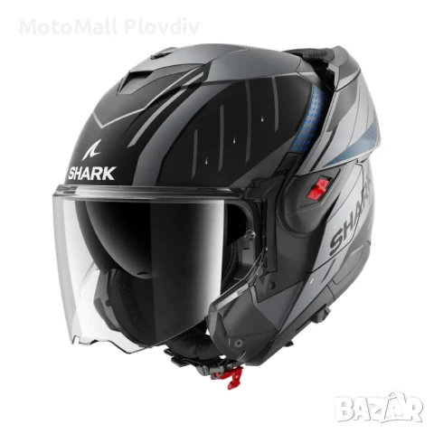 Каска Shark Oxo Rydger Mat Anthracite Blue Black, снимка 4 - Аксесоари и консумативи - 50582237