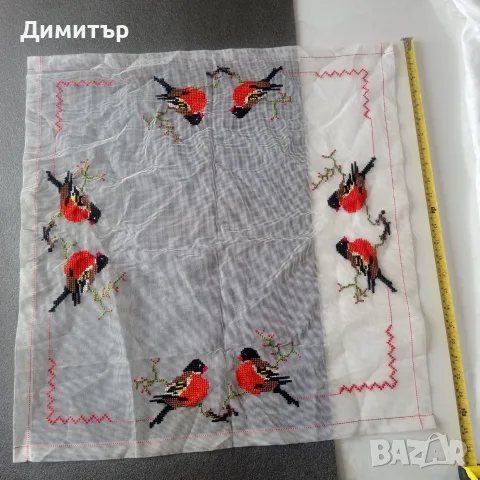Ретро ръчно бродирани карета (8 бр.) – уникална прозрачна/найлонова панама, снимка 5 - Декорация за дома - 55903064