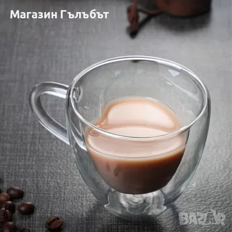Двустенна стъклена термо чаша във формата на сърце. ☕❤️, снимка 2 - Чаши - 56128026
