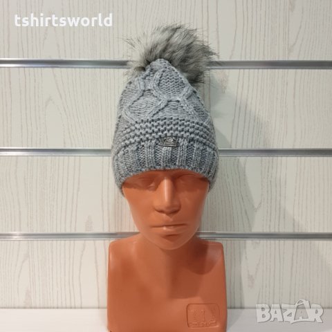 Нова зимна светлосива дамска шапка СилвърСтар с подплата плюш, снимка 6 - Шапки - 35510132