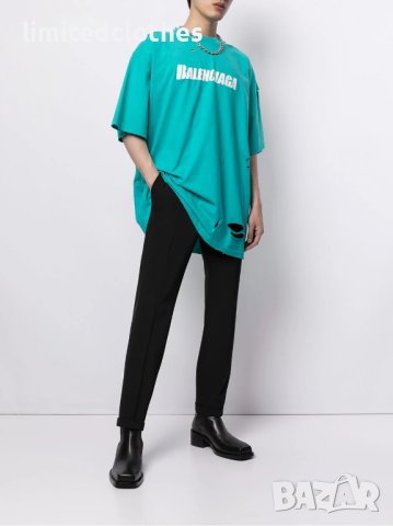 BALENCIAGA Destroyed Flatground Logo Print Oversized Мъжка / Дамска Тениска size XXS (M), снимка 4 - Тениски - 42789826