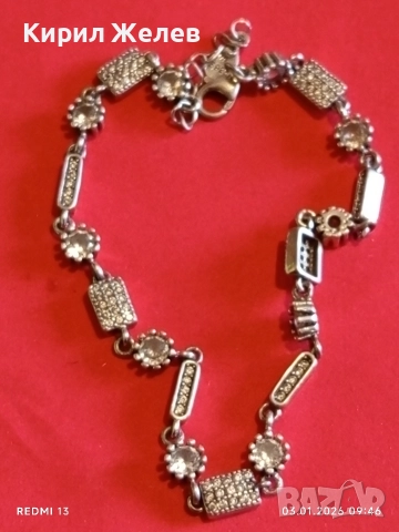 Ефектна сребърна гривна с инкростирана с кристали ЦИРКОН ювелирна изработка 33296, снимка 9 - Гривни - 52960858