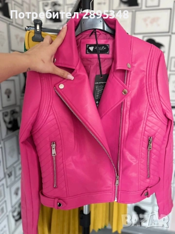 Кожено яке в нежен цвят, снимка 3 - Якета - 54010518