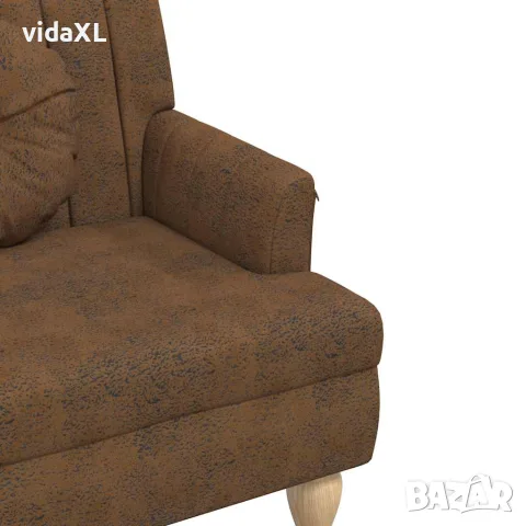 vidaXL Пейка с възглавници, кафява, 113x64,5x75,5 см, изкуствен велур, снимка 6 - Дивани и мека мебел - 56147425