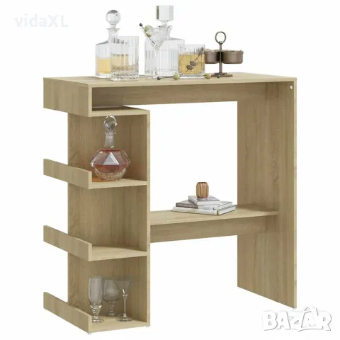 vidaXL Бар маса с рафтове сонома дъб 100x50x101,5 см инженерно дърво, снимка 4 - Маси - 56147827