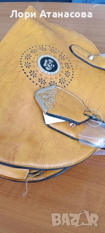 Чанта от висококачествена еко кожа в цвят горчица, с удължаваща се дръжка., снимка 4 - Чанти - 54015078