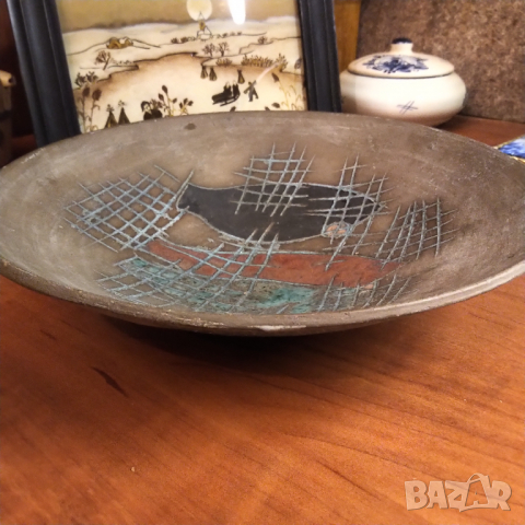 НАМАЛЕНА Raku антикварна керамична фруктиера , снимка 2 - Декорация за дома - 36532828