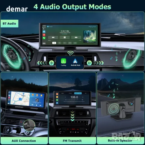 Carplay за кола 9.3'' IPS сензорен екран, с 4K HD Dash Cam+1080P задна, снимка 7 - Аксесоари и консумативи - 48405544