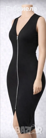 Нова черна рокля с цип, снимка 2 - Рокли - 53100547