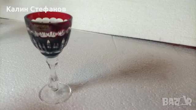 Червен кристал, ракиен комплект от 6 бр, Полша, снимка 9 - Чаши - 50414123