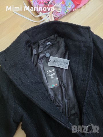 Неповторимо! ТОП!!!Дълго дамско палто в черно AMN Italy, снимка 6 - Палта, манта - 30603956