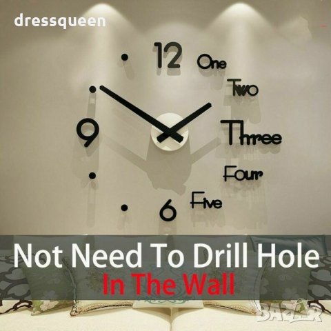  4246 Самозалепващ се стенен 3D часовник, снимка 8 - Стенни часовници - 30531213