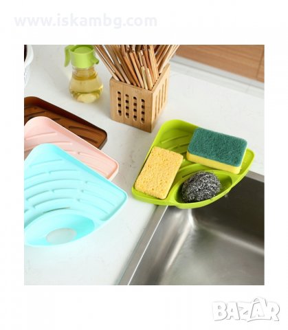 ЪГЛОВА ПОСТАВКА ЗА ГЪБА ЗА МИВКА С ДРЕНАЖЕН ОТВОР - код 02001, снимка 2 - Други стоки за дома - 33966305