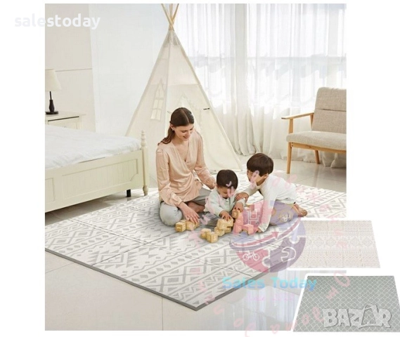 Детско килимче- Двулицево, Водоустойчив килим за игра, 197x147x1 см