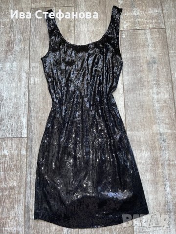 Разкошна нова черна къса  парти официална елегантна коктейлна рокля черни пайети , снимка 12 - Рокли - 42729956