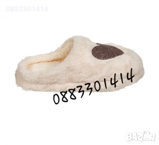 Дамски бежови пантофи сърце, снимка 3 - Пантофи - 30194107