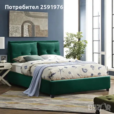 Спалня BILLIE с мека табла и кадифен плат за матрак 160х200, ПРОМО!, снимка 1