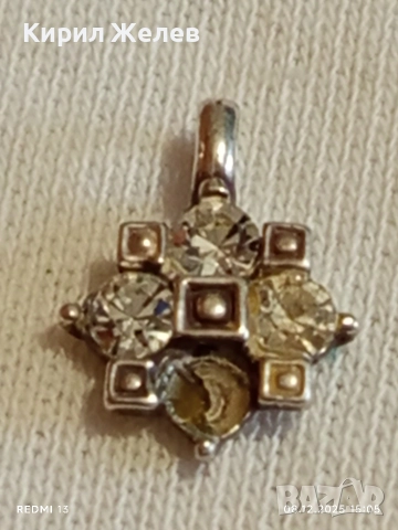 Винтидж сребърна висулка с кубичен цирконий ръчна изработка 37873, снимка 3 - Колиета, медальони, синджири - 52691162