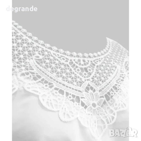Бяла дамска блуза с дантела, снимка 3 - Блузи с дълъг ръкав и пуловери - 51557427
