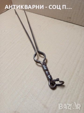 Стар Ръчно Кован Масивен Дилав За Огнища Камини Барбекюта. , снимка 7 - Антикварни и старинни предмети - 52578186