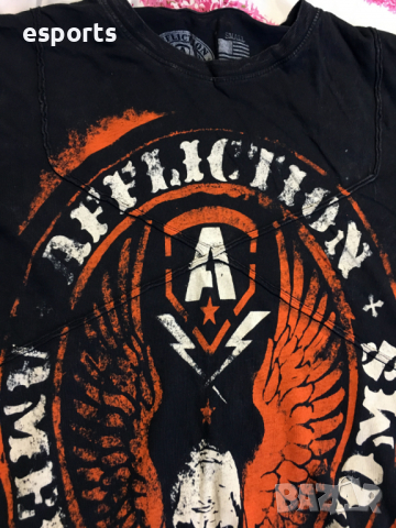 Мъжка тениска AFFLICTION American Customs Garage Built Black Orange S Small, снимка 8 - Тениски - 25982971