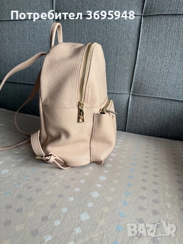 Кожена раница Zarena в цвят пудра, снимка 11 - Раници - 53845806