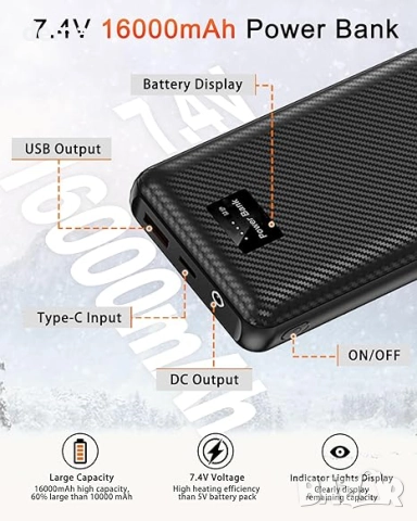 MXYKJO Електрическа отопляема жилетка за мъже, 3 нива, 15 зони, 7.4V 16000mah батерия, снимка 5 - Други - 51544182