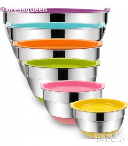 3155 Метални купи за разбъркване със силиконово дъно, снимка 12 - Съдове за готвене - 34237846