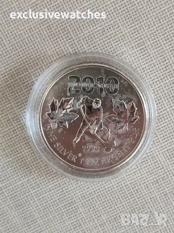 1 тройунция Сребърна Монета Cananda Olympic Hockey BU 2010 г. , снимка 5 - Нумизматика и бонистика - 49841070