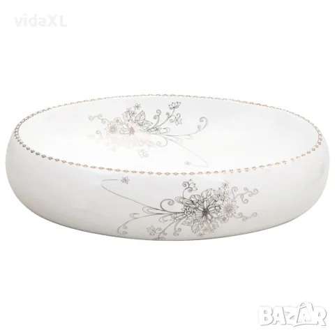 vidaXL Мивка за плот, бяла, овална, 59x40x15 см, керамика, снимка 4 - Мивки - 56146181