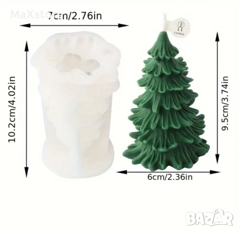 3D 4 модела елхи елха Силиконов молд форма за свещи гипс смола, снимка 4 - Форми - 51951248