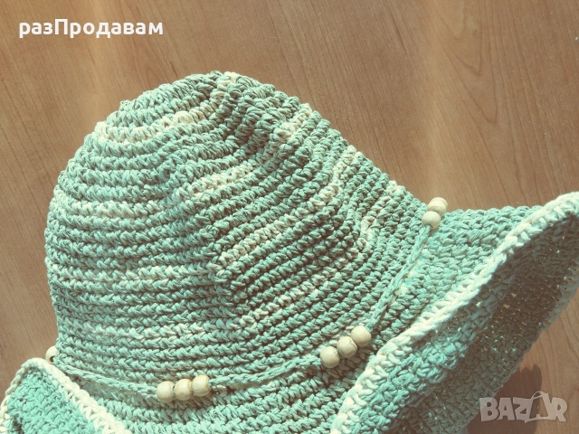 Плетена Шапка с дървени мъниста ~ за Реквизит, снимка 3 - Шапки - 54345087