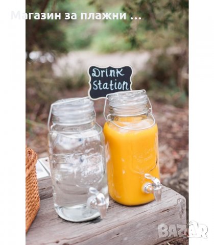 Стъклен ретро буркан за напитки с канелка 2 л. - код 2 литра, снимка 3 - Други - 34240279